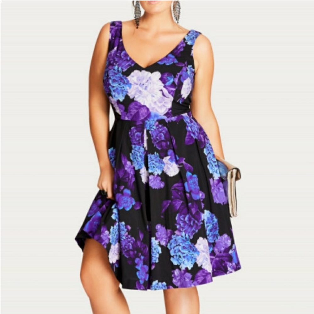 City Chic Floral Fit and Flare Dress